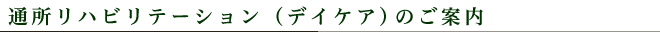 通所リハビリテーション（デイケア）のご案内 